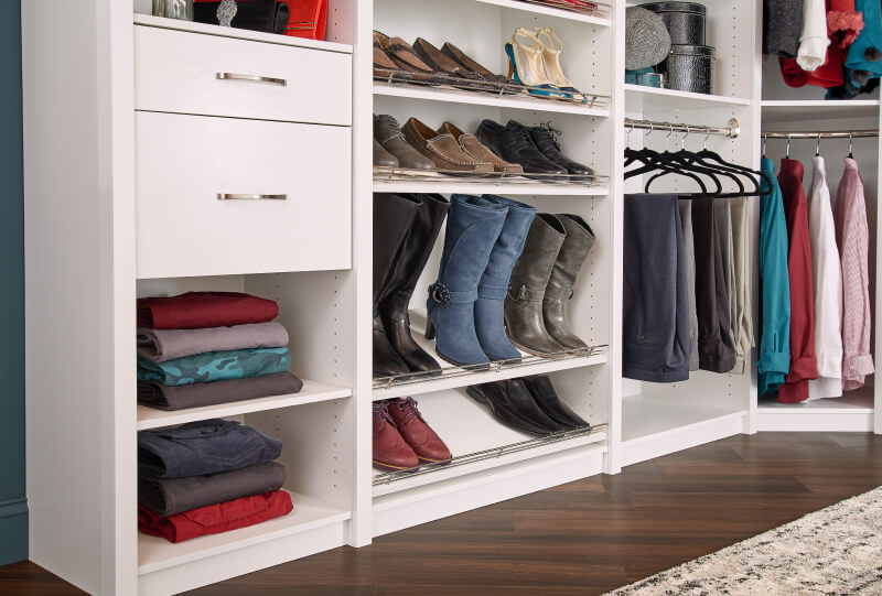 shoe storage in wood closet