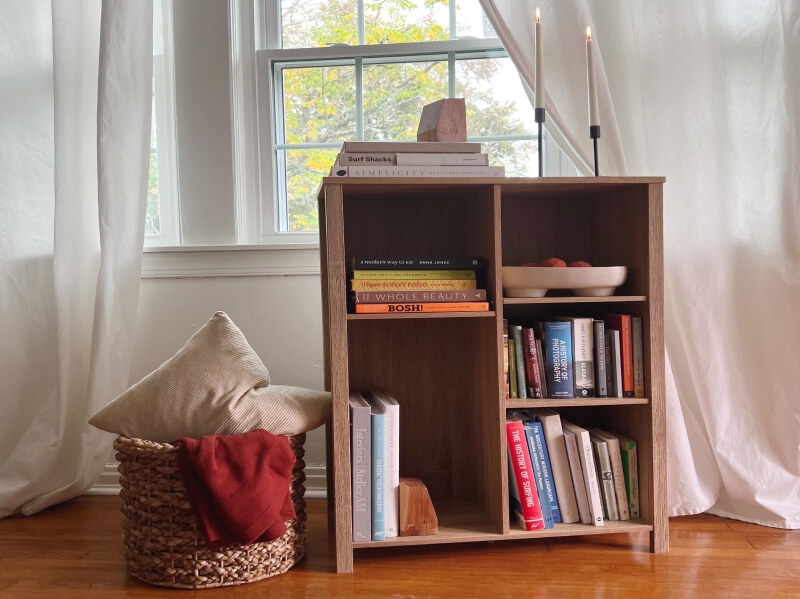 cube storage with books