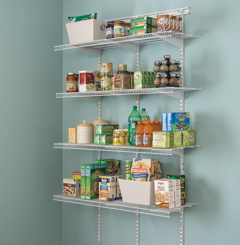 wire shelving in kitchen pantry