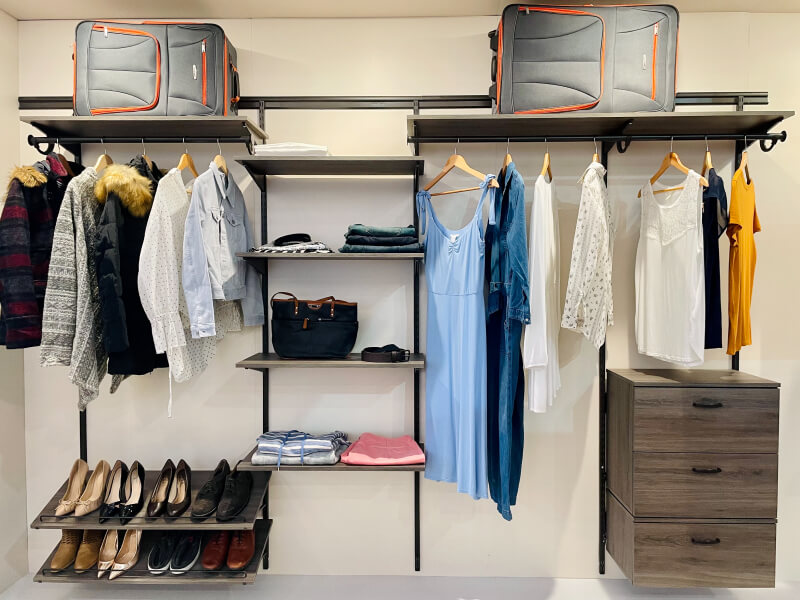 reach-in wood and wire closet system