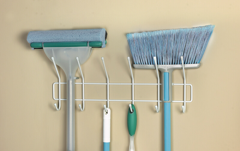hooks with mop and broom