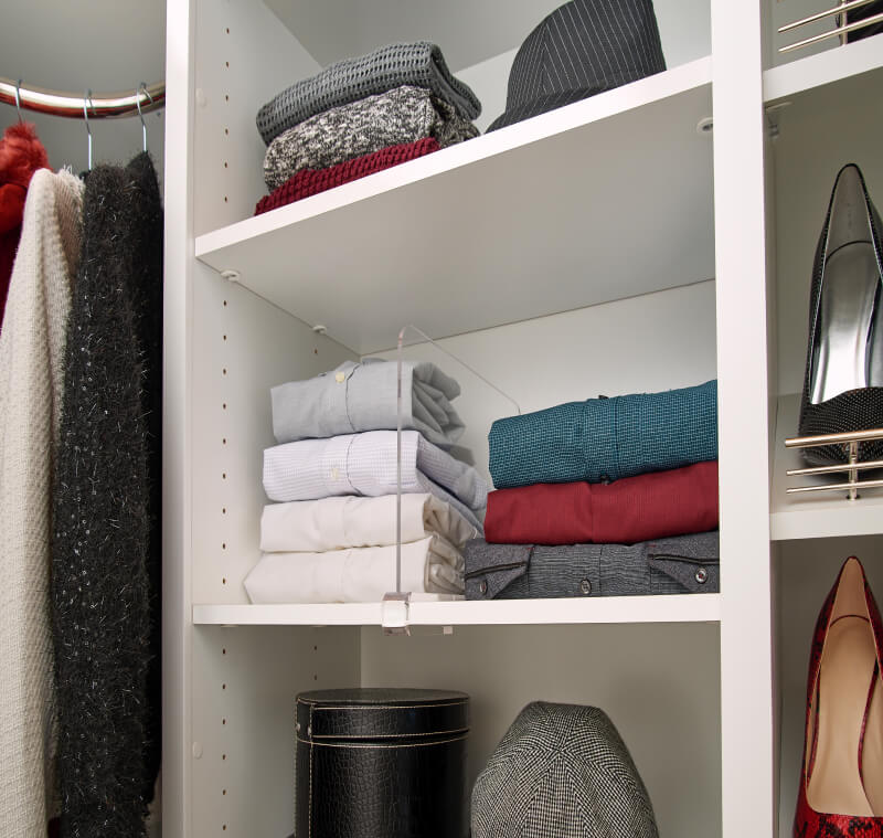 shelf divider in wood closet