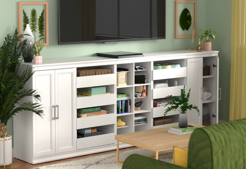 media cabinet in living room