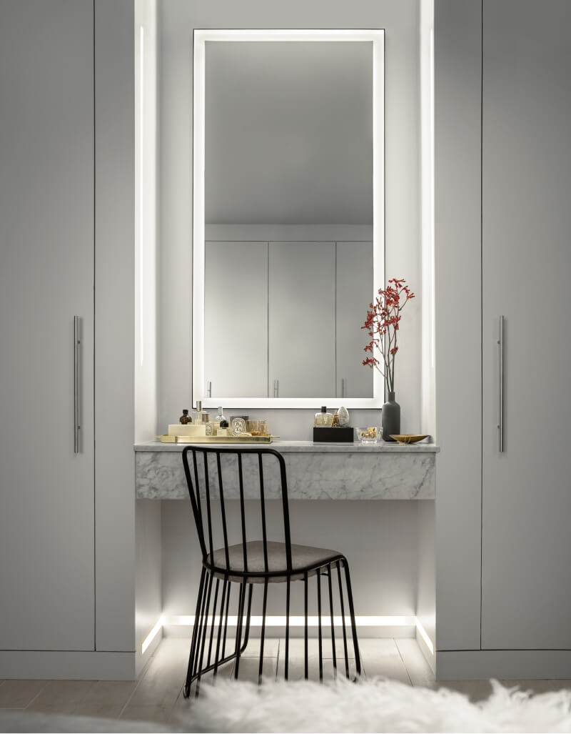 lighted mirror in closet