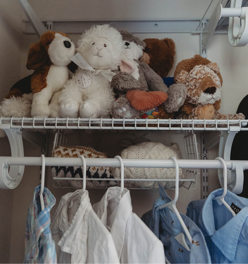 Hideaway Hanging Shelf in bedroom closet