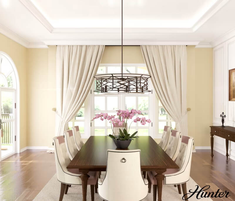 dining room with decorative chandelier