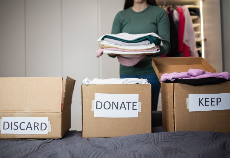 sort clothes into piles