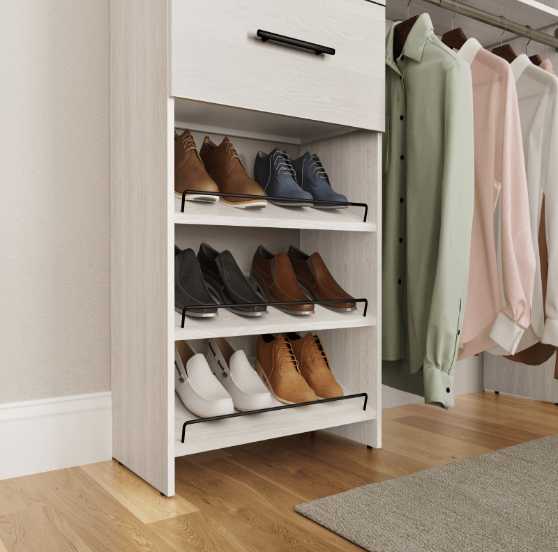 shoe shelves in closet
