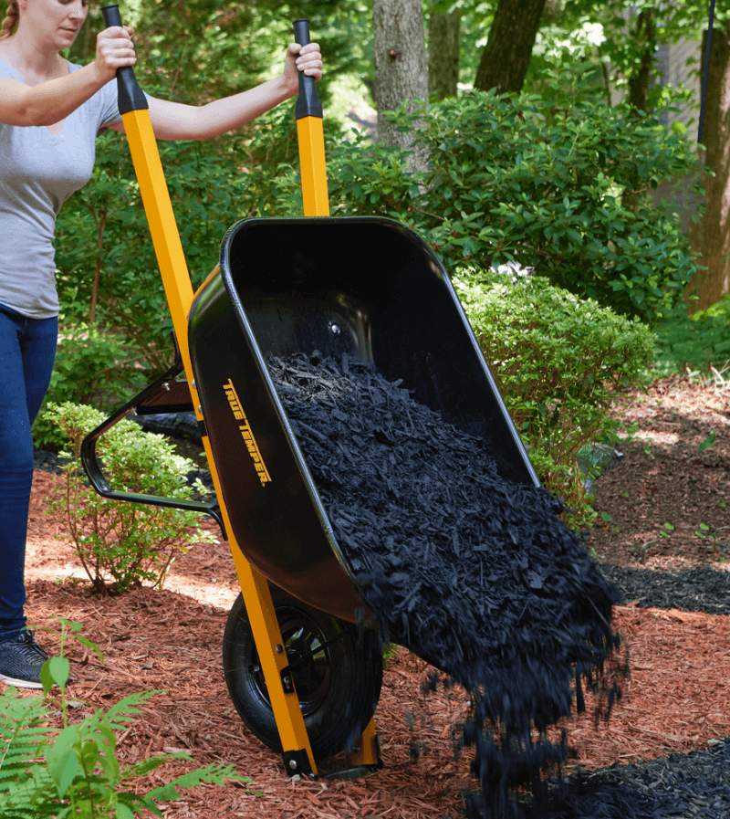 wheelbarrow full of mulch