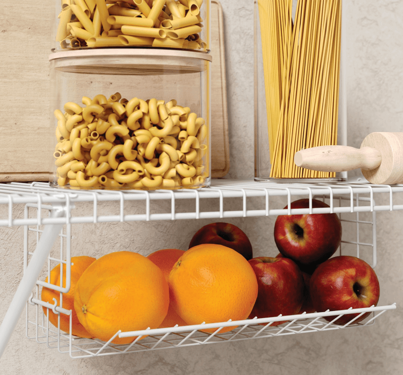 hanging shelf in pantry