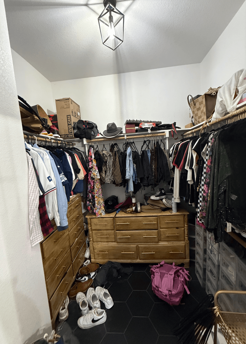 before photo of walk-in closet