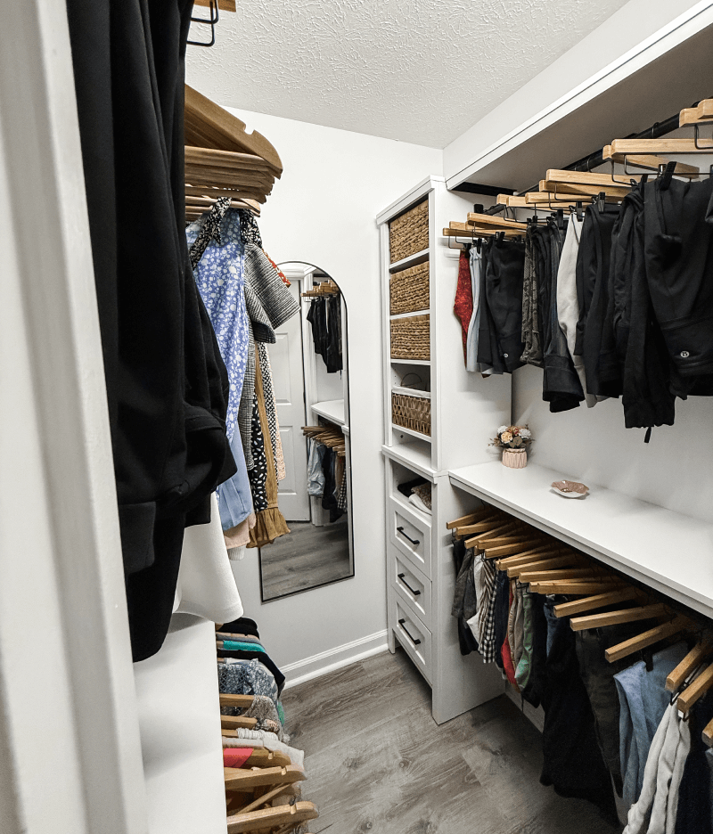 wood walk-in closet system